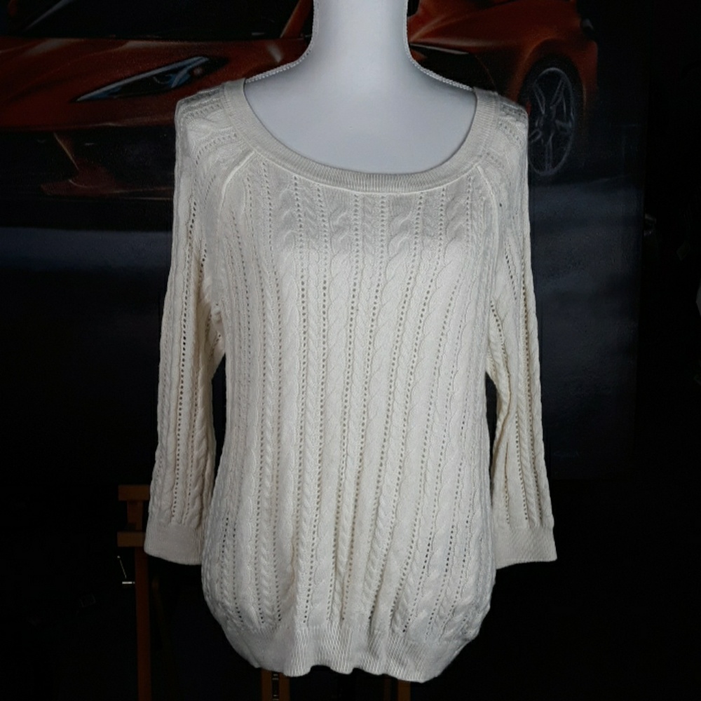 American Eagle Beige Cableknit Sweater M/M